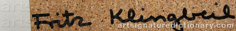 Authentic signature by Fritz KLINGBEIL on  artwork