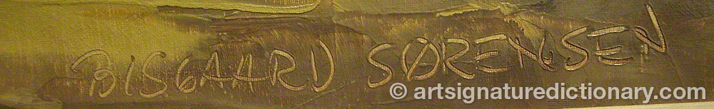 Authentic signature by Bisgaard SÖRENSEN on  artwork