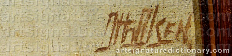 Authentic signature by Otto OLSEN on artwork