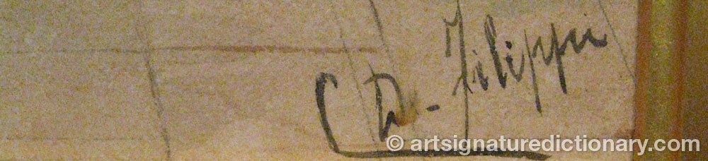 Authentic signature by C. De FILIPPI on  artwork