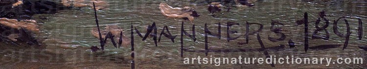 Authentic signature by William MANNERS on Painting/Watercolour artwork