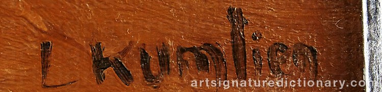 Authentic signature by Ludvig KUMLIEN on  artwork