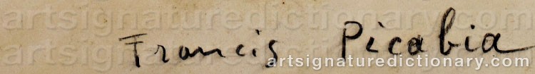 Authentic signature by Francis PICABIA on artwork