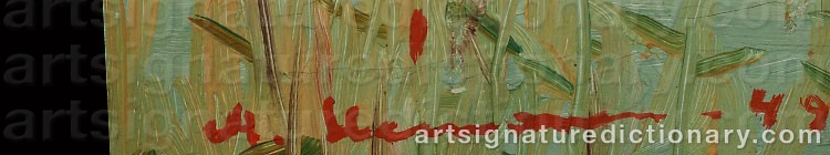 Authentic signature by Aarre Uljas HEINONEN on  artwork