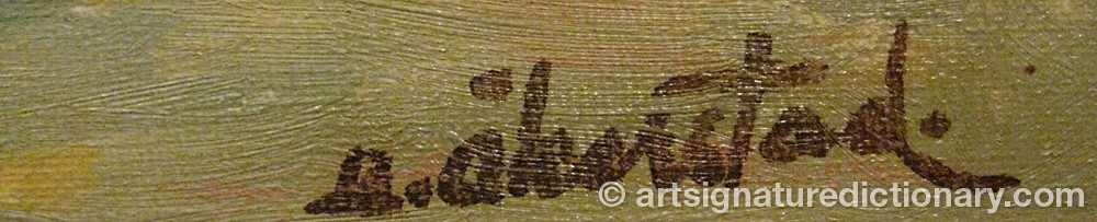 Authentic signature by B. ÅKERSTAD on  artwork