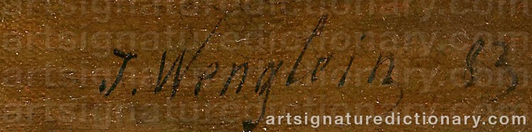 Authentic signature by Josef WENGLEIN on Painting/Watercolour artwork