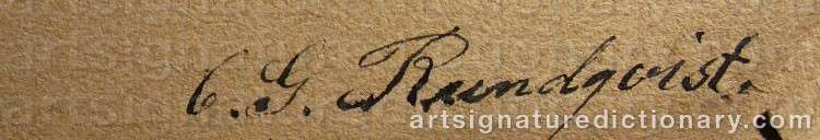 Authentic signature by C.g. RUNDQVIST on artwork