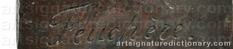 Authentic signature by Jean-Jacques FEUCHERE on  artwork