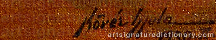 Authentic signature by Gyula KÖVER on  artwork