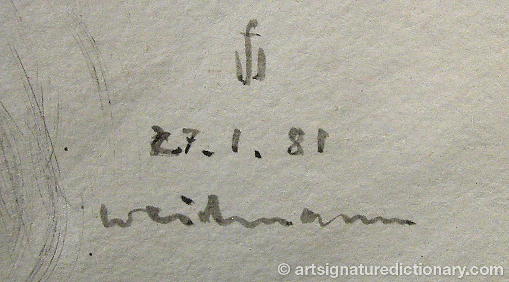 Authentic signature by Fred WEIDMANN on  artwork