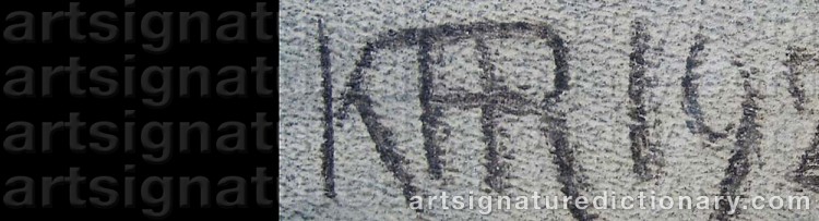 Authentic signature by Karl Frederik HANSEN-REISTRUP on  artwork