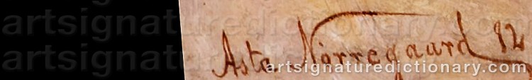 Authentic signature by Asta NØRREGAARD on  artwork