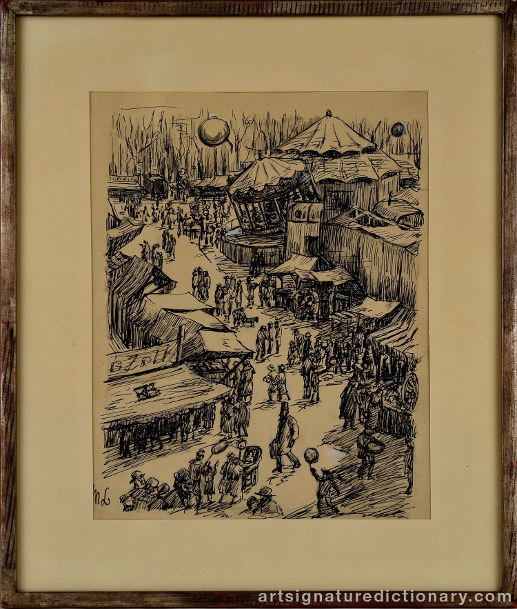 Close-up details showing Max LIEBERMANN signature forgery characteristics