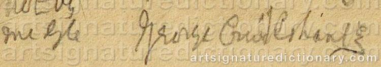 Authentic signature by George CRUIKSHANK on  artwork
