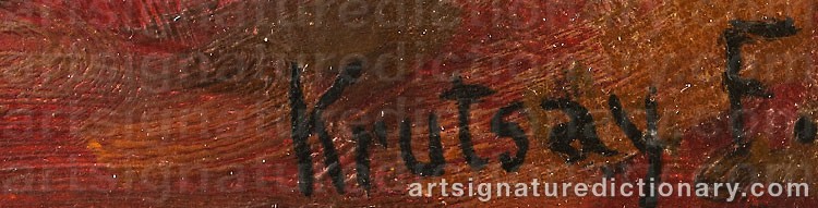 Authentic signature by Ferenc KRUTSAY on  artwork
