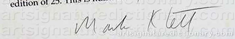 Authentic signature by Mark KLETT on  artwork