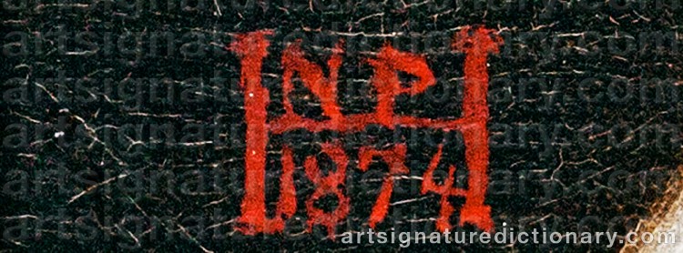 Authentic signature by Niels Peter HOLBECH on  artwork