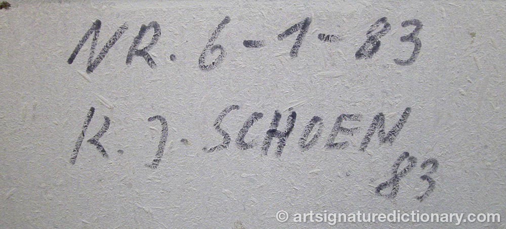 Authentic signature by Klaus J. SCHOEN on  artwork