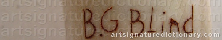 Authentic signature by B. G. BLIND on  artwork