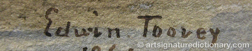 Authentic signature by Edwin TOOVEY on  artwork