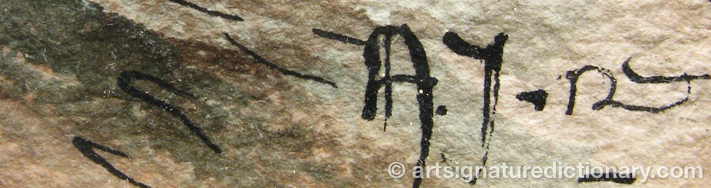 Authentic signature by A. JÖNSSON on  artwork