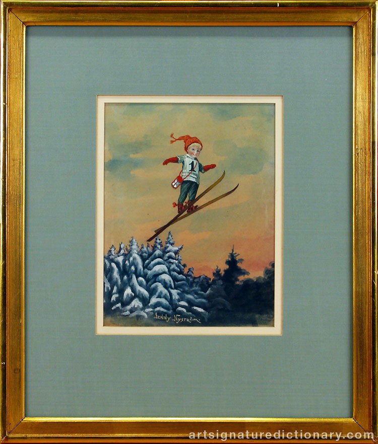 Close-up details showing Jenny NYSTRÖM signature forgery characteristics