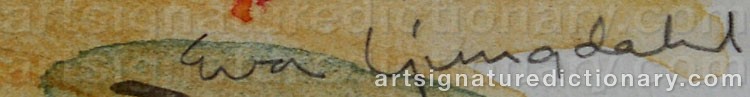 Authentic signature by Eva LJUNGDAHL on Painting/Watercolour artwork