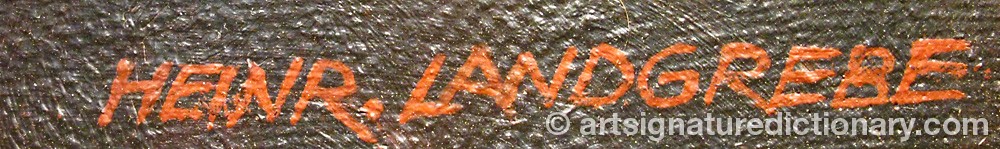 Authentic signature by Heinrich LANDGREBE on  artwork