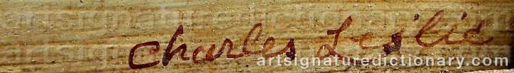 Authentic signature by Charles LESLIE on  artwork