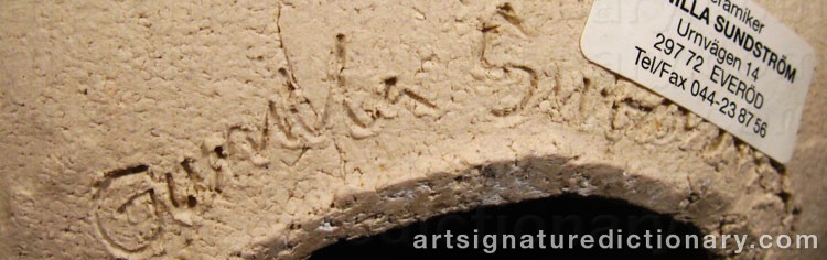 Authentic signature by Gunilla SUNDSTRÖM on  artwork