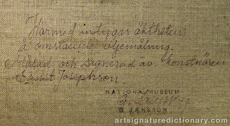 Close-up details showing Ernst JOSEPHSON signature forgery characteristics