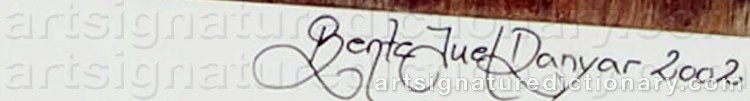 Authentic signature by Bente Juel DANYAR on  artwork