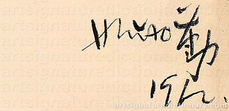 Authentic signature by Hsiao CHIN on  artwork
