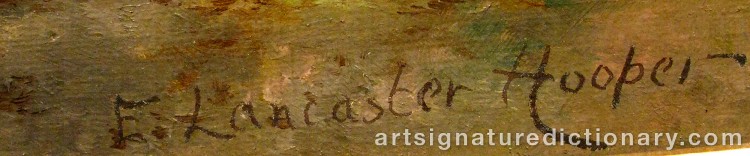 Authentic signature by E. Lancaster HOOPER on  artwork