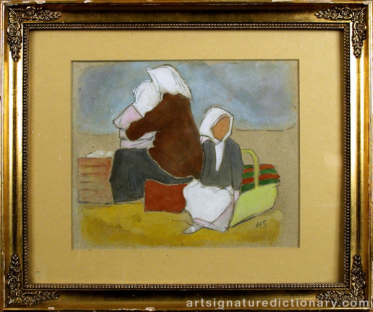 Close-up details showing Helene SCHJERFBECK signature forgery characteristics