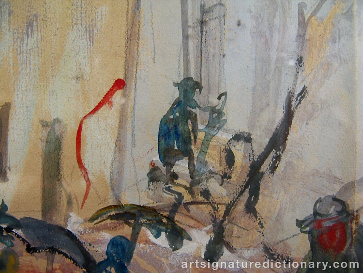 Close-up details showing Oskar LASKE signature forgery characteristics