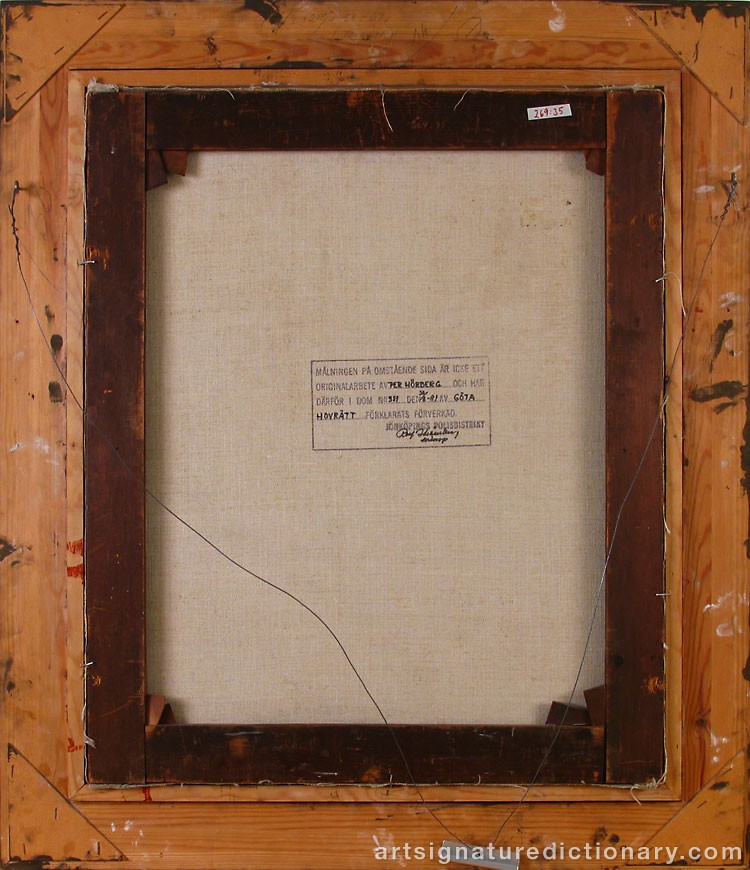 Close-up details showing Pehr HÖRBERG signature forgery characteristics