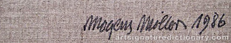 Authentic signature by Mogens MØLLER on  artwork