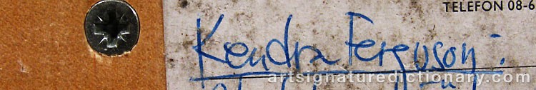Authentic signature by Kendra FERGUSON on  artwork
