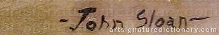 Authentic signature by John French SLOAN on Drawing/Graphic/Print artwork