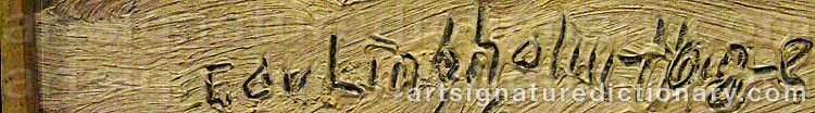 Authentic signature by Edvin LINDHOLM-HOUGE on  artwork