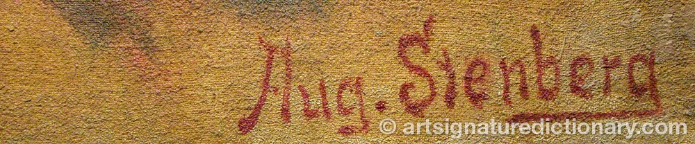 Authentic signature by August Heribert STENBERG on  artwork