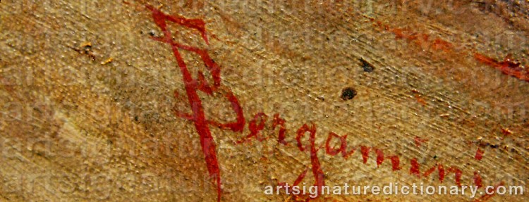 Authentic signature by Francesco BERGAMINI on  artwork