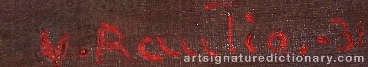 Authentic signature by Väinö RAUTIO on  artwork