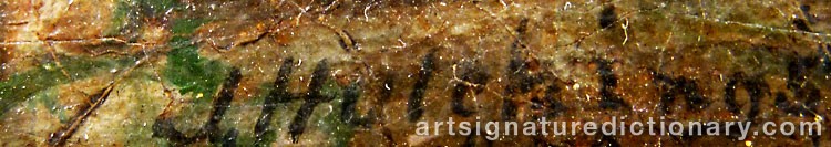 Authentic signature by J. HUTCHINGS on  artwork