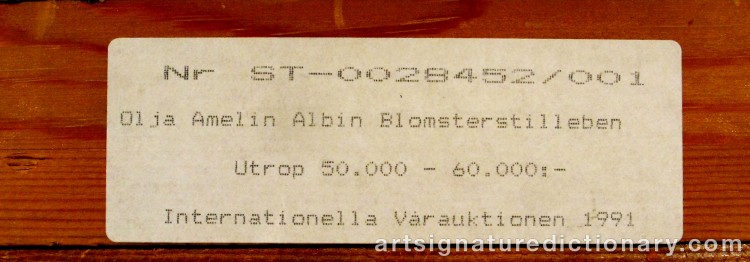 Close-up details showing Albin AMELIN signature forgery characteristics