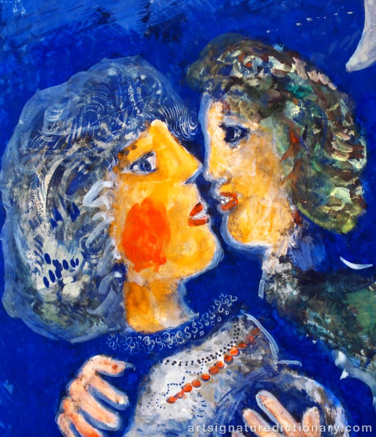 Close-up details showing Marc CHAGALL signature forgery characteristics