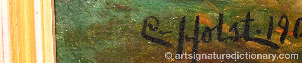 Authentic signature by Emma HOLST on  artwork