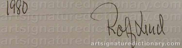 Authentic signature by Rolf LIND on  artwork