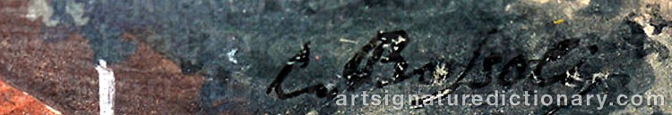 Authentic signature by Carlo BOSSOLI on  artwork